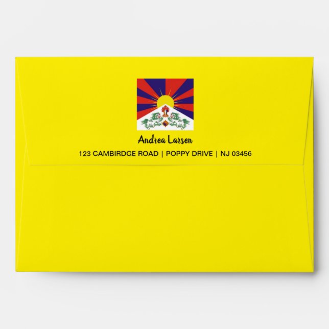 Enveloppe Tibet, Lions de Neige, Drapeau Tibétain - L'Himala (Dos (Haut rabat))