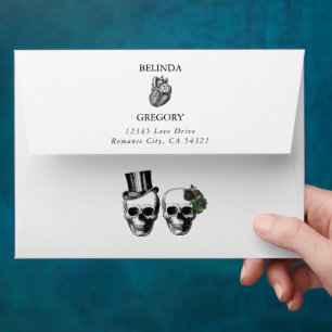 Enveloppe Til Death Coeur gothique Mariage des crânes florau