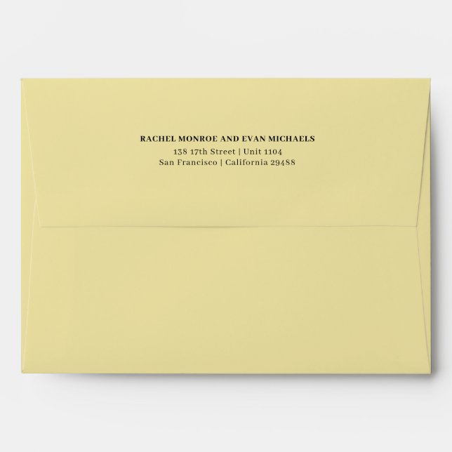 Enveloppe Timeless Elegant Buttercream Yellow Adresse de ret (Dos (Haut rabat))