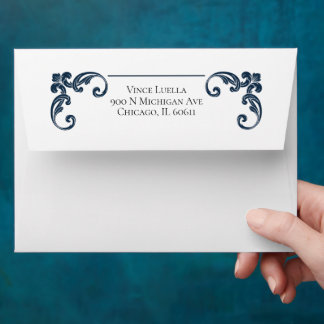 Enveloppe Timeless Navy Flourish Elegant Return Address