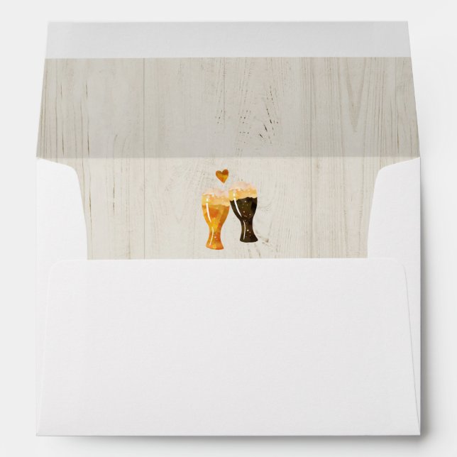 Enveloppe Toast à la bière personnalisé, bois clair, lin bra (Dos (Bas))