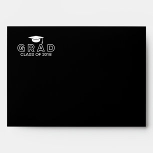 Enveloppe Toge de remise de diplôme noir et blanc élégant di