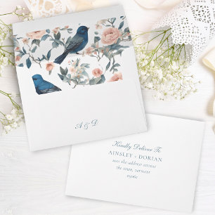 Enveloppe Toile bleu Floral Chinoiserie Adresse RSVP