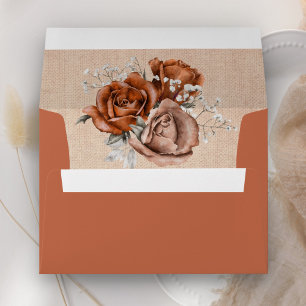 Enveloppe Toile de jute rustique Rose orange brûlé Terracott