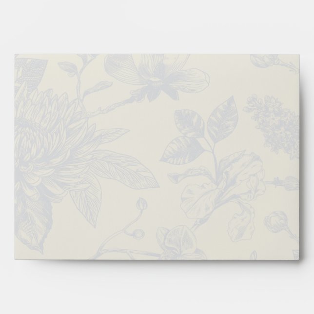 Enveloppe Toile Florale Bleu Français Riche Floral (Devant)