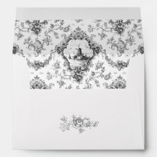 Enveloppe Toile florale gravée avec moulin à vent et batea