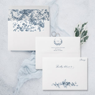 Enveloppe Toile Flore Bleue Bleue customisée Élégante