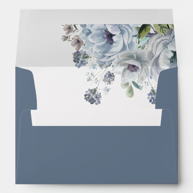 Enveloppe Tons de gris bleu foncé hiver Mariage rustique (Dos (Bas))