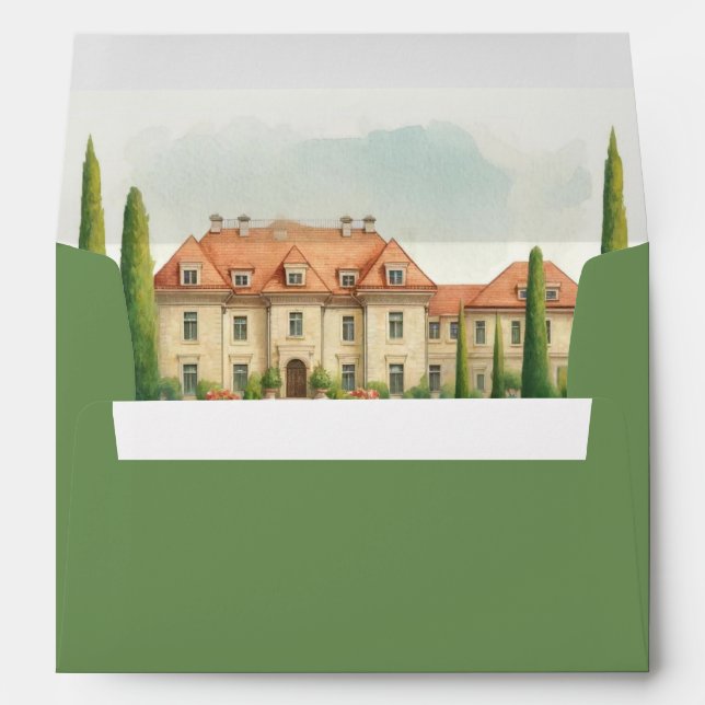 Enveloppe Toscane Aquarelle Italie Villa Destination Mariage (Dos (Bas))