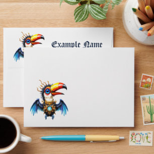 Enveloppe Toucan Steampunk éclairé par la lune.