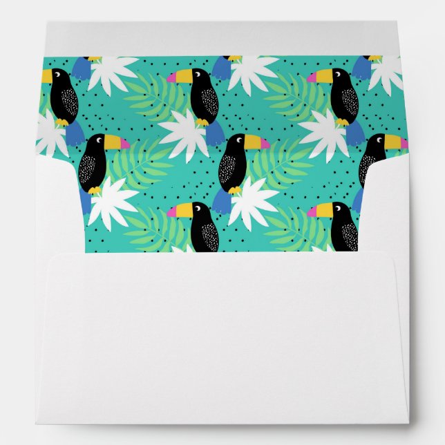 Enveloppe Toucans sur Turquoise (Dos (Bas))