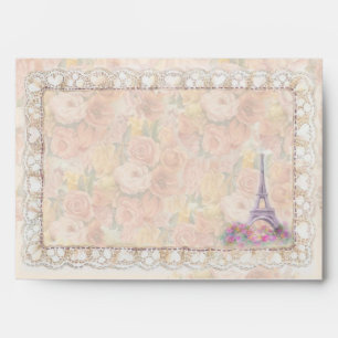 Enveloppe Tour Eiffel peint romantique de roses