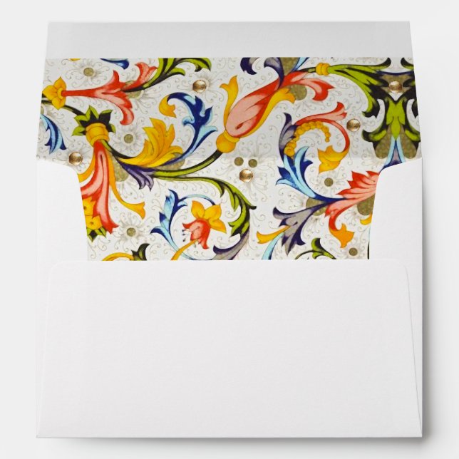 ENVELOPPE TOURBILLON FLEUR DE COULEUR JAUNE DE LA RENAISSANC (Dos (Bas))