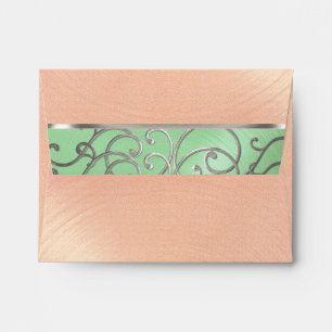 Enveloppe Tourne de Filigree argenté Quinceanera verte à la