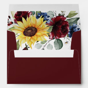 Enveloppe Tournesol Bourgogne Rose Marine Bleu Russe Mariage
