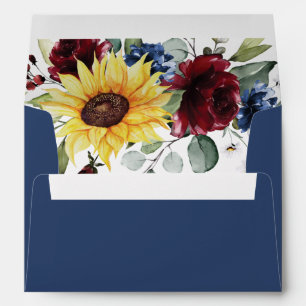 Enveloppe Tournesol Bourgogne Rose Russe Mariage bleu marine