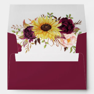 Enveloppe Tournesol Bourgogne Rouge Blush Peony Mariage Rose