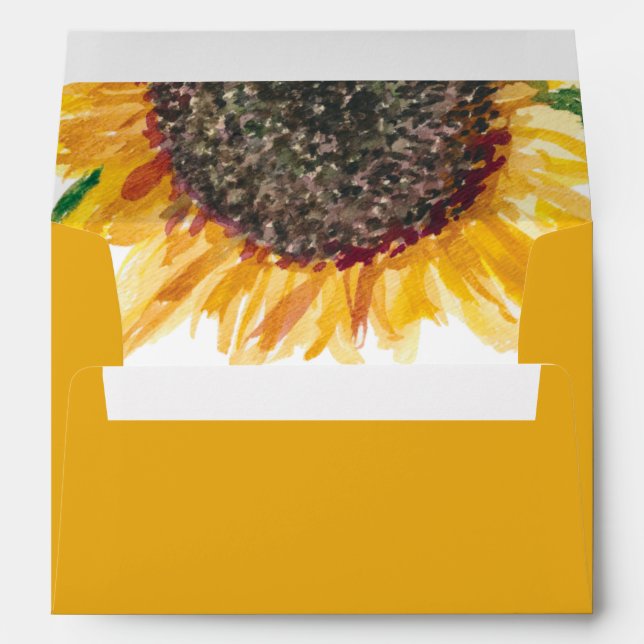 Enveloppe Tournesol Brown jaune Blanc Botanique Floral (Dos (Bas))