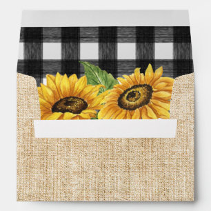 Enveloppe Tournesol d'automne rustique toile de jute & carre
