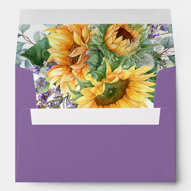 Enveloppe Tournesol Eucalyptus Lavender Purple Aquarelle (Dos (Bas))