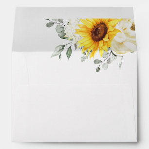 Enveloppe Tournesol ivoire pivoine Floral Eucalyptus Mariage