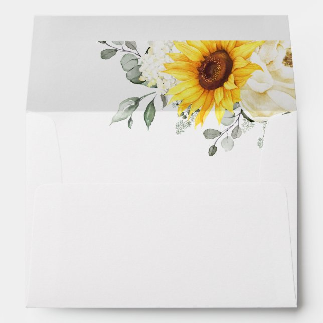 Enveloppe Tournesol ivoire pivoine Floral Eucalyptus Mariage (Dos (Bas))