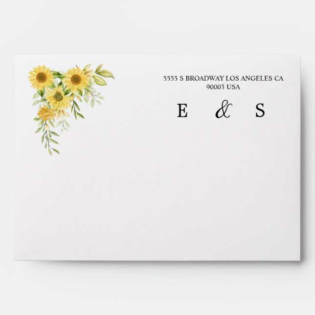 Enveloppe Tournesol Or Géométrique Rustique Mariage élégant (Devant)