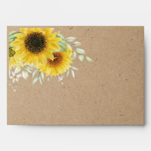 Enveloppe Tournesol rustique Mariage papier Kraft