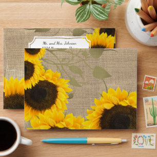 Enveloppe Tournesol Rustique Toile De Jute Maison De Campagn