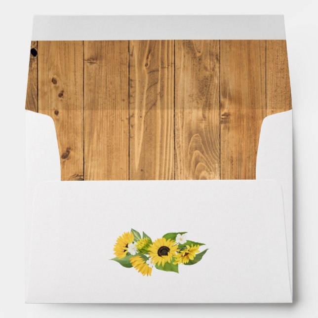 Enveloppe Tournesols rustiques & Eucalyptus Mariage vert (Dos (Bas))