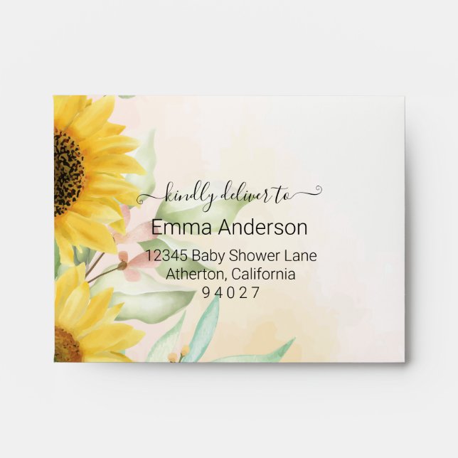 Enveloppe Tournesols vintages d'automne RSVP (Devant)