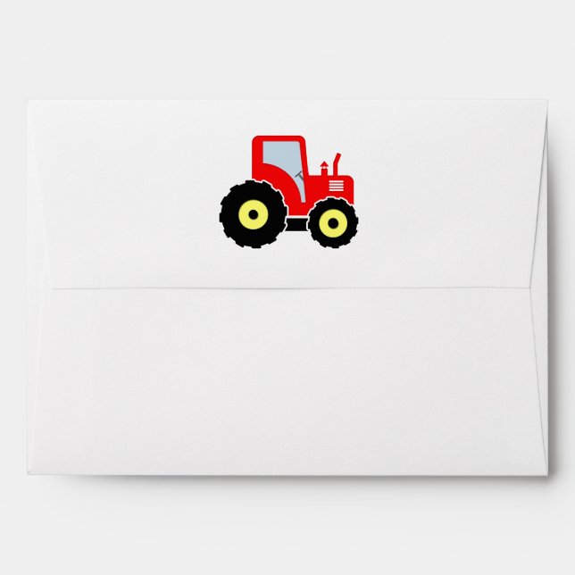 Enveloppe Tracteur rouge de jouet (Dos (Haut rabat))