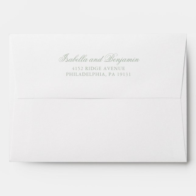Enveloppe Traditionnel Sage Vert Formel Mariage élégant (Dos (Haut rabat))