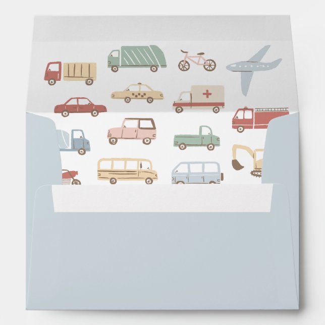 Enveloppe Transport Voitures et Camions Garçon fête d'annive (Dos (Bas))