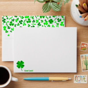 Enveloppe Trèfles Shamrocks Chanceux Personnalisés
