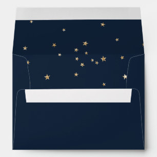 Enveloppe Trendy Navy & Gold Star Adresse de Retour