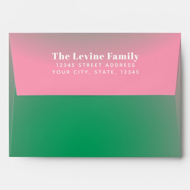 Enveloppe Trendy Retro Gradient Rose Green Adresse de retour (Dos (Haut rabat))