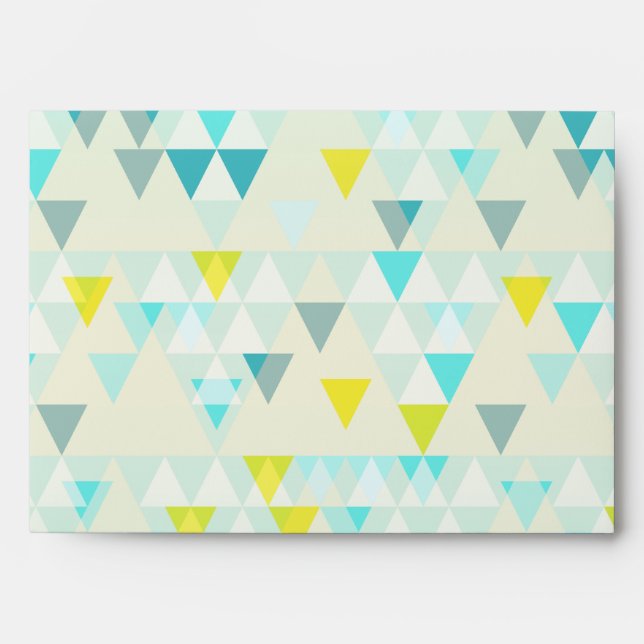 Enveloppe Triangles géométriques Aqua Bleu Blanc Jaune Motif (Devant)