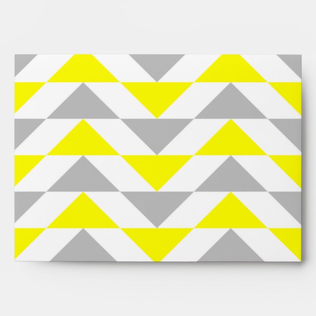 Enveloppe Triangles géométriques Jaune, Gris, Blanc Motif (Devant)