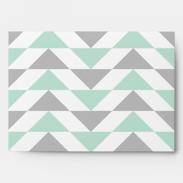 Enveloppe Triangles géométriques Motif blanc gris vert (Devant)