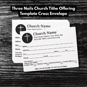 Enveloppe Trois clous Eglise Tithe Offrant Croix Modèle
