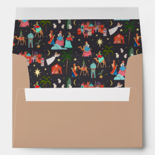 Enveloppe Trois sages hommes Trois rois motif de Noël rayé