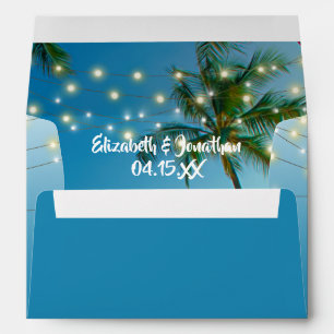 Enveloppe Tropical Beach Palms String Lights Adresse de reto
