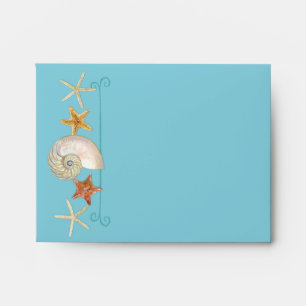 Enveloppe Tropical Beach Shells Starfish Nautilus Été