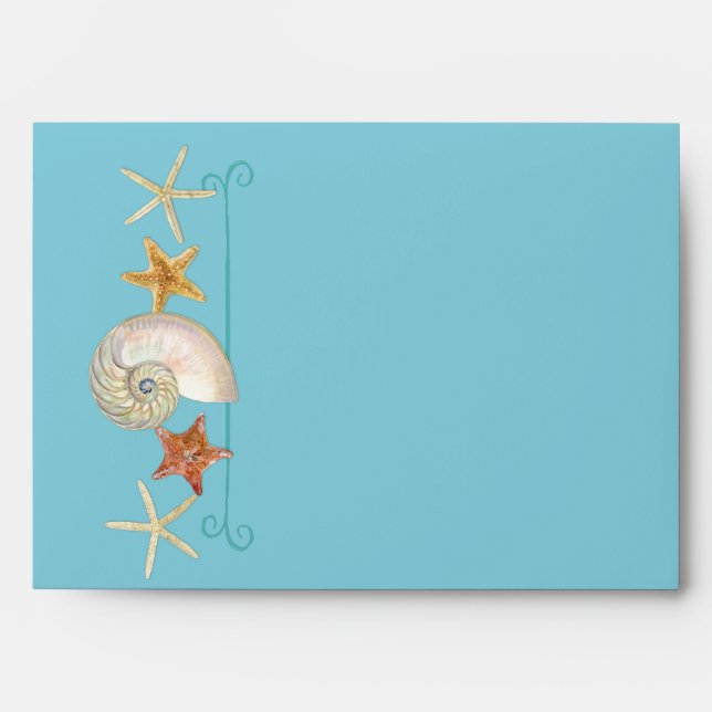 Enveloppe Tropical Beach Shells Starfish Nautilus Été (Devant)