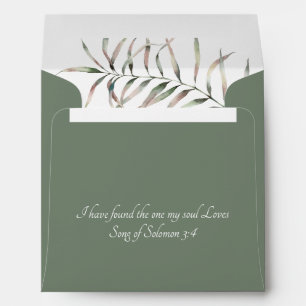 Enveloppe Tropical Elegant Palm Bible Verse Mariage Vert