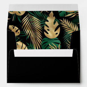 Enveloppe Tropical Foliage Motif Black Green Gold