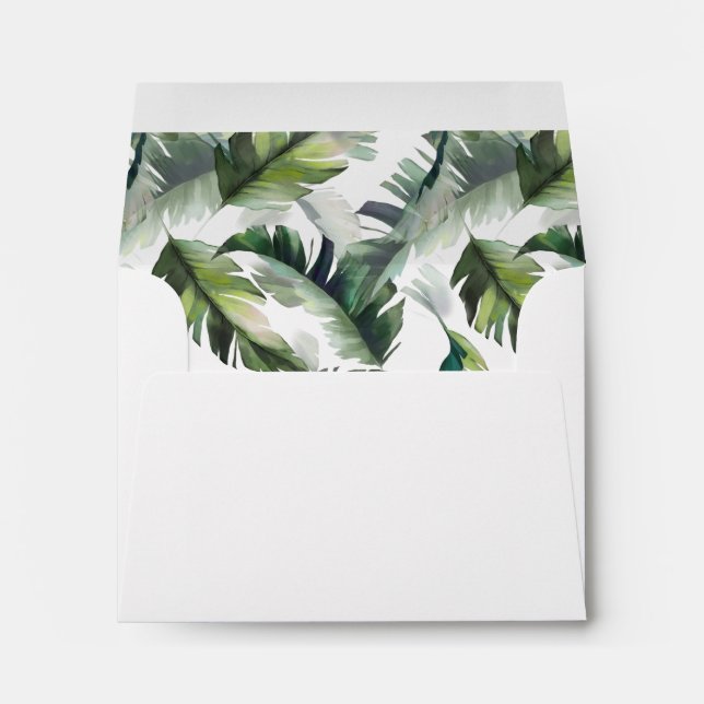 Enveloppe Tropical Foliage Pré-Imprimé Adresse RSVP (Dos (Bas))