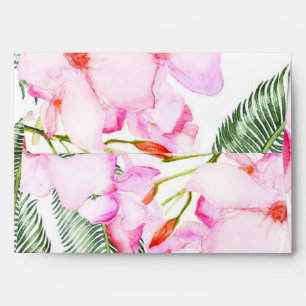 Enveloppe Tropical Oasis Rose Vert Floral Hawaïen Mariage