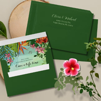 Enveloppe Tropical Wedding Envelope with Watercolor Liner